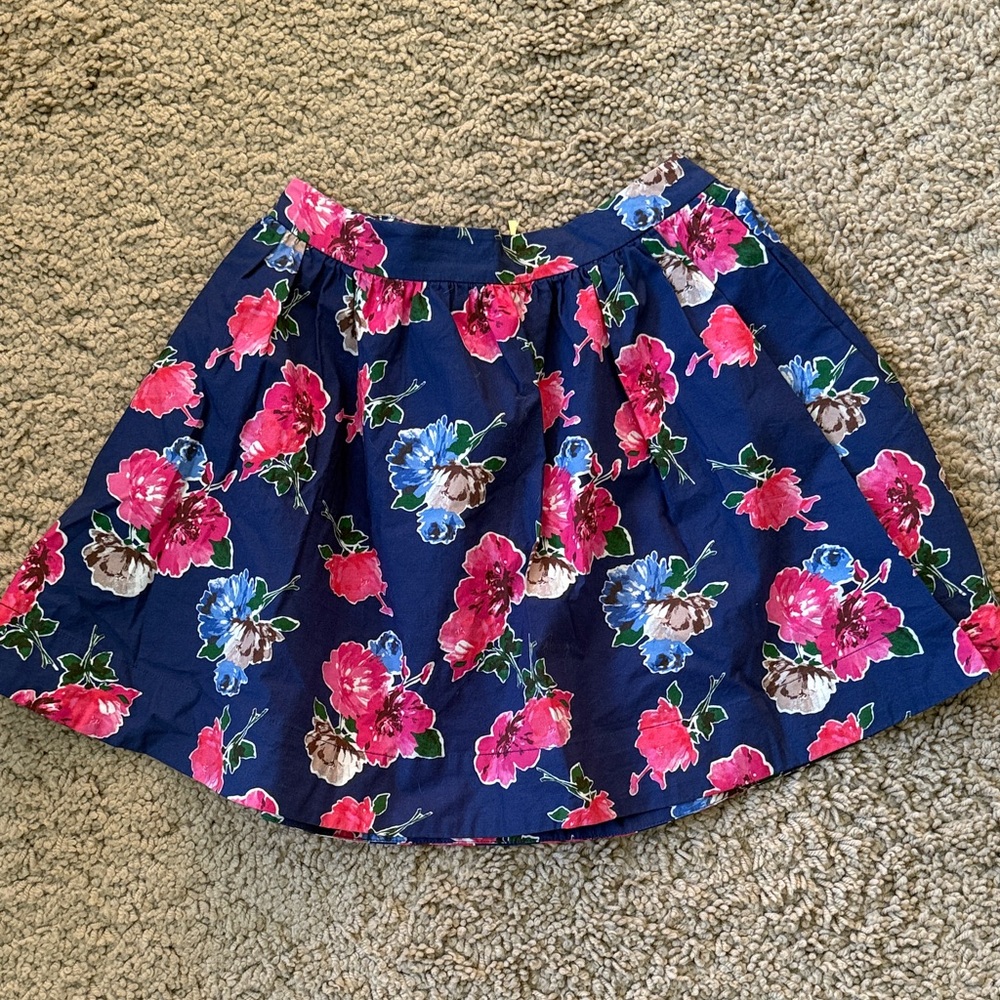 Kate Spade Navy Floral Skater Skirt